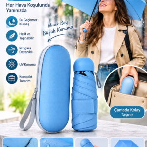 Hafif Yapısı ve Kolay Taşınabilir Tasarımıyla Mavi Kapsül Şemsiye