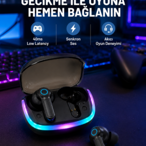 RGB Şarj Kutulu TWS Kablosuz Kulaklık Bluetooth 5.4 HD Voice Type-C Şarj Destekli