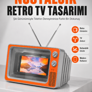 12 İnç Telefon Ekran Büyütücü Retro TV Tasarımlı HD Fresnel Lens Taşınabilir Mobil Ekran Büyütücü