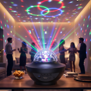 Müzikli RGB Disko Lambası Bluetooth Hoparlörlü Renkli Parti Işığı USB TF Kart Girişli