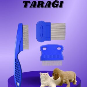 Kedi Köpek Tüy Bit Pire Toplayıcı Toplama Temizleme Tarağı Tarak Seti 4'lü Set