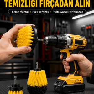 Matkap Uyumlu Temizlik Fırçası Seti 3’lü Çok Amaçlı