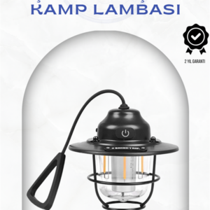 Geometrik Tasarımlı Vintage Kamp Lambası – Type-C Şarj, Ayarlanabilir Parlaklık