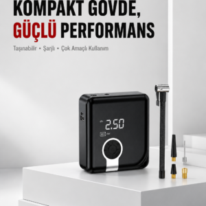 6000mAh Bataryalı Type-C Şarjlı Diyafram Tip Kompresör LED Işıklı