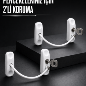 Beyaz Kablolu Pencere Kilidi 2 Adet Çocuk Koruma ve Pencere Emniyet Aparatı