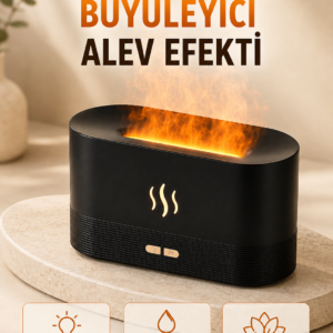 LED Alev Efektli Hava Nemlendirici 9 12 Saat Kullanımlı Aroma Difüzörü