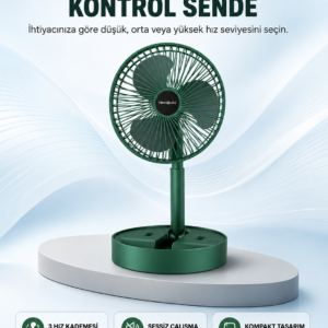 Taşınabilir Katlanabilir Mini Fan 3 Kademeli Şarj Edilebilir