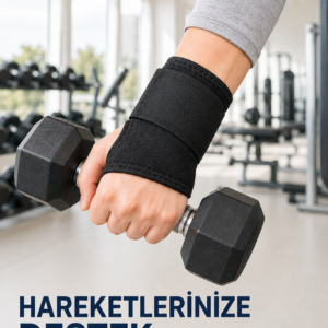Başparmak Geçişli El Bilek Desteği Ayarlanabilir Cırtlı Bileklik Bandajı Siyah