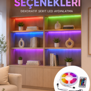 5 Metre Kumandalı RGB LED Şerit 2835 SMD Dekoratif TV Oda Masa Arkası Aydınlatma