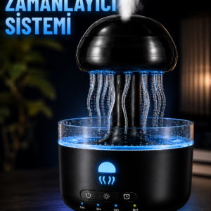 Denizanası Tasarımlı Ultrasonik Hava Nemlendirici RGB LED Işıklı Sessiz Buhar Makinesi Zaman Ayarlı