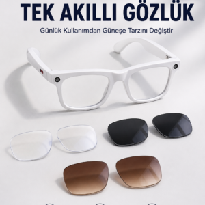 Yapay Zeka Destekli Akıllı Gözlük Dahili Kameralı Bluetooth Müzik ve Arama Özellikli Ses Kontrollü Değiştirilebilir Lensli