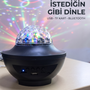 Bluetooth Müzikli Disko Işığı RGB Parti Projektörü Dahili Hoparlör USB Micro SD Destekli