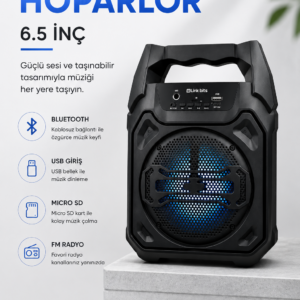 Mikrofonlu Bluetooth Ses Sistemli USB, Micro SD, FM ve Uzun Pil Ömrü