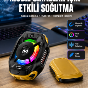 Manyetik Montajlı Dijital Ekranlı Telefon Soğutucu Yeni Nesil