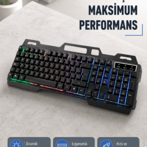 RGB Aydınlatmalı Klavye Mouse Seti – USB Bağlantılı, Türkçe Q, Ayarlanabilir DPI, Ergonomik Yapı