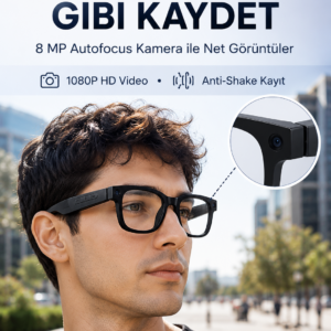 3 Lensli Akıllı Kamera Gözlüğü AI Görüntü Tanıma Çoklu Dil Çeviri 32 GB Hafıza WiFi ve Hızlı Şarj Özellikli