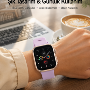 Bluetooth Telefon Görüşmesi, Nabız Ölçümü ve Uyku Takibi Özellikli Akıllı Saat