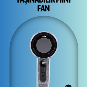 Şeffaf Kasa El Fanı | 5V 2A | 100 Kademeli Hava Akışı | Type-C Girişli