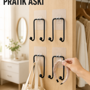 4 Adet Yapışkanlı Duvar Askısı Çok Amaçlı Pratik Askılık Seti