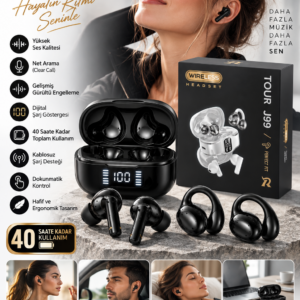 Küpe Tasarımını Sevenlere 4 Kulaklıklı Bluetooth Kulaklık Seti Kulağa Girmeyen Tasarım