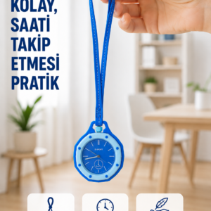 Askılı Analog Çanta Charmı Taşınabilir Saat ve Çanta Aksesuarı Mavi