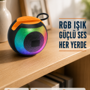 RGB Işıklı Bluetooth Hoparlör – 360° Stereo Ses ve 8 Saat Çalma Süresi