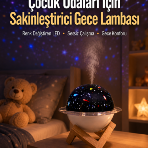 USB ile çalışan projektörlü aromaterapi nemlendirici masaüstü kullanım için uygun