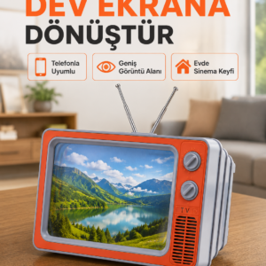 Retro TV Telefon Ekran Büyütücü 12'' HD Görüntü Büyütme Standlı Katlanabilir Telefon Tutucu