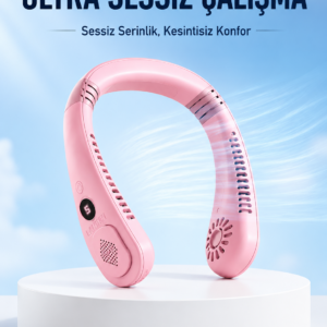 Pembe Şarjlı Boyun Fanı 5 Kademeli Hız Ayarlı Taşınabilir Boyun Tipi Fan