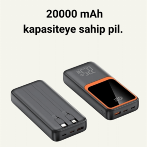 Taşınabilir Şarj Cihazı 20000 mAh | 22.5W Hızlı Şarj + Dijital Ekran + Kablo Dahil