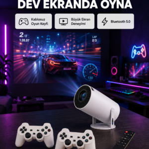 4K Wi-Fi 6 Projeksiyon Cihazı – 10.000+ Oyun Desteği, Kablosuz Bağlantı ve Çoklu Giriş Portları Yeni Nesil