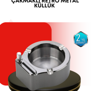 Paslanmaz Çakmaklı Küllük Modern Masa Üstü Aksesuar
