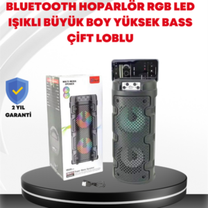 Bluetooth'lu Taşınabilir Kablosuz Hoparlör – Çift Sürücülü Güçlü Ses, USB/SD/AUX Destekli Müzik Sistemi