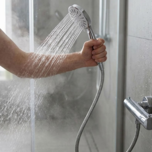 Spiral Hortumlu 4 Kademeli Krem El Duşu Başlığı Banyo Duş Seti