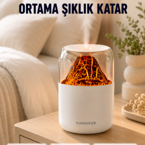 Alev Efektli Ultrasonik Uçucu Yağ Difüzörü 280ml Su Tanklı ve Sessiz Çalışma Özellikli