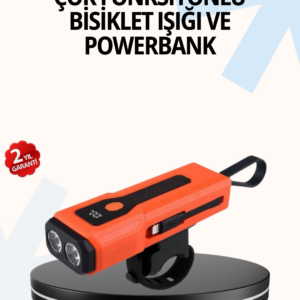 Powerbank Özellikli Bisiklet Işığı Dijital Göstergeli Led