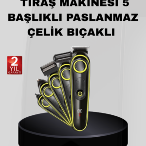 5’i 1 Arada Şarjlı Erkek Bakım Seti LED Göstergeli ve Suya Dayanıklı