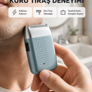 Şarjlı Kuru Kullanım Tıraş Makinesi – Kablosuz, Taşınabilir