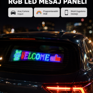 RGB LED Panel – Mobil Uyumlu, Yazı ve GIF Destekli, USB Bağlantılı Dekoratif Ekran