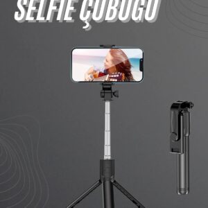 Selfie Çubuğu Tripod Bluetooth Kumandalı Selfie Çubuğu Telefon Tutucu