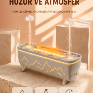 Aroma Difüzörü 280 ML Yağmur Damlası Efektli Hava Nemlendirici Uzaktan Kumandalı LED Işıklı