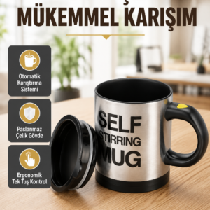 Akıllı Kendi Kendini Karıştıran Termal Kupa – Paslanmaz Çelik