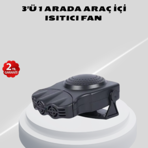 3’ü 1 Arada Araç İçi Isıtıcı ve Fan 150W Güçlü ve 360° Dönebilen Başlıklı