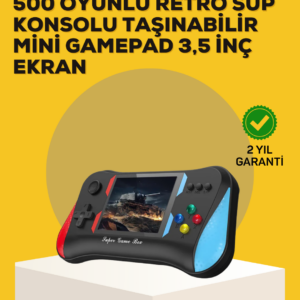 Taşınabilir El Konsolu 500 Oyunlu – Geniş Ekran ve Uzun Pil Ömrü