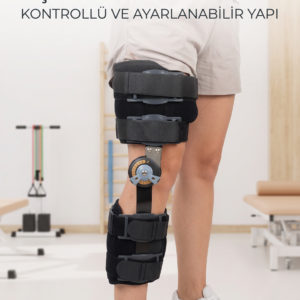 Kısa Açı Ayarlı Dizlik Menteşeli Ortopedik Diz Desteği Ayarlanabilir Sabitlemeli