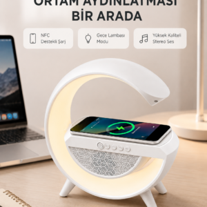 Bluetooth 5.0 Hoparlör – Kablosuz Şarj, RGB Gece Lambası ve FM Radyo