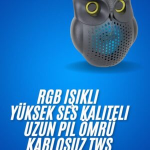 Siyah Bluetooth Hoporlör Baykuş Speaker Bluetooth 5.0 Bağlantılı