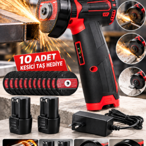 DFL70 12V Mini Şarjlı Taşlama 2 Adet 2.0Ah Li-Ion Akü 76 mm Kesici Disk 10 Adet Taş Hediyeli
