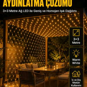 3x3 Metre Ağ LED ile Bahçenize Sıcak ve Şık Aydınlatma