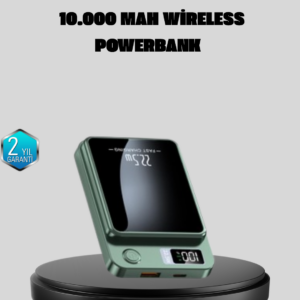 MagSafe Powerbank 10.000 mAh Kablosuz ve Dijital Ekranlı Hızlı Şarj Cihazı